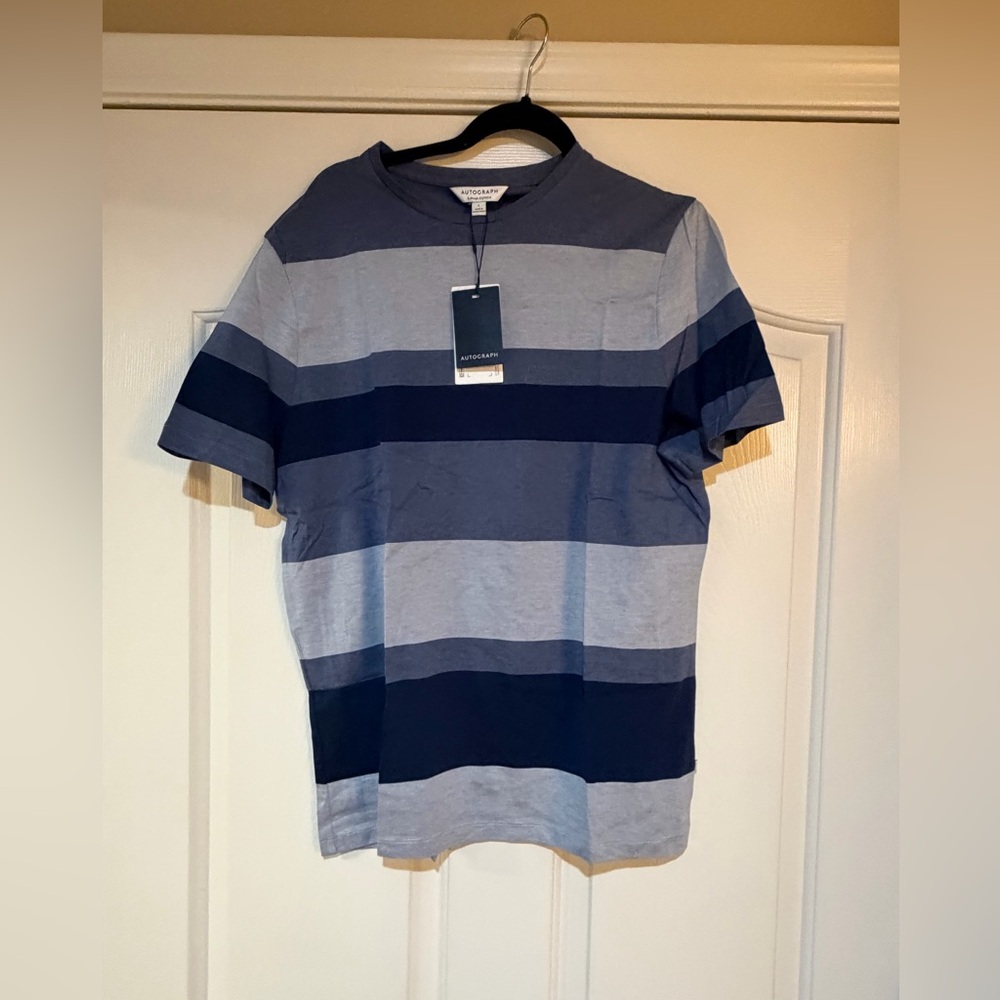 Autograph Navy and Gray Striped Tee